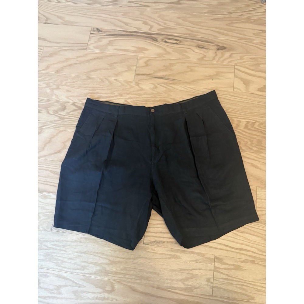 Tommy Bahama Mens Shorts 44 Black 100% Silk Pleated Relax Resort Golf